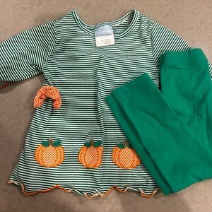 Toddler Girls 3T Green Pumpkin Shirt and Legging Set